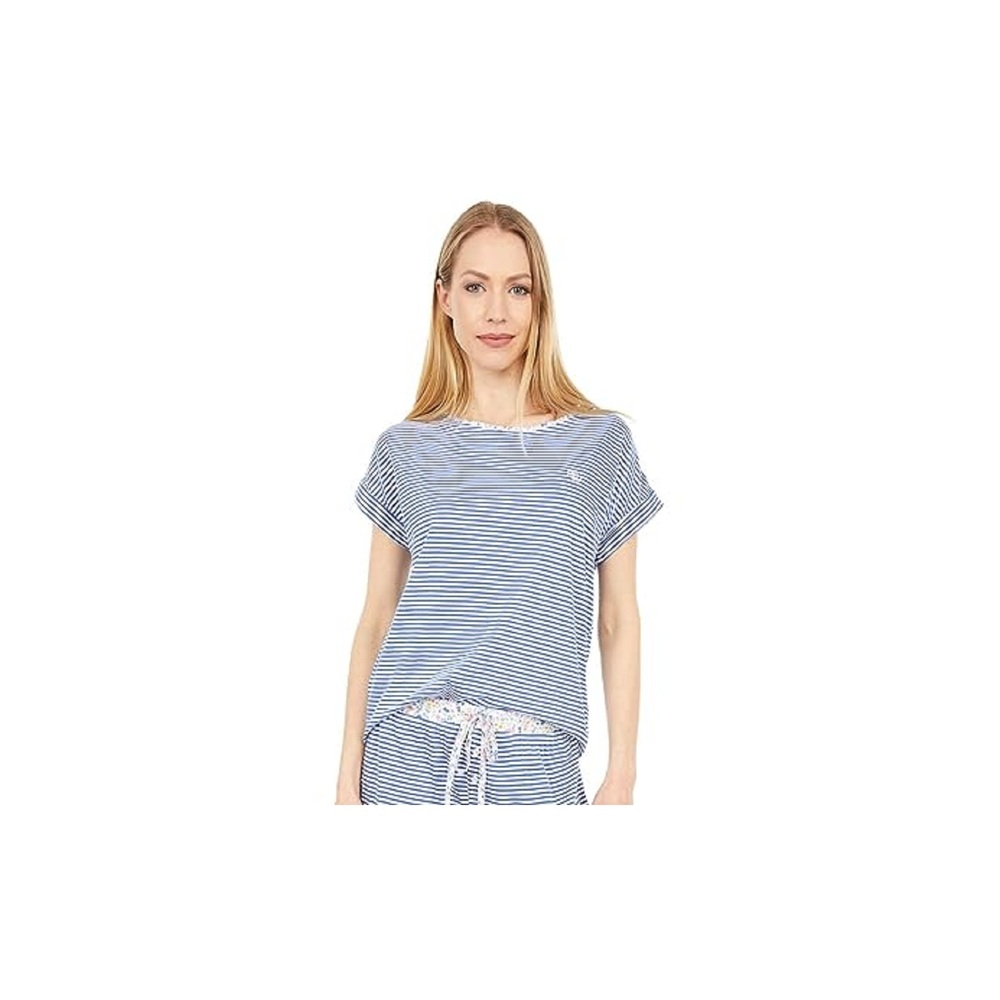 LAUREN RALPH LAUREN Womens Short Sleeve Roll Cuff Boxer Pajama Top Only,1-Piece